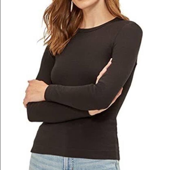 Three Dots Tops - Three Dots | Women's Long-Sleeve Crew-Neck T-Shirt brown size medium